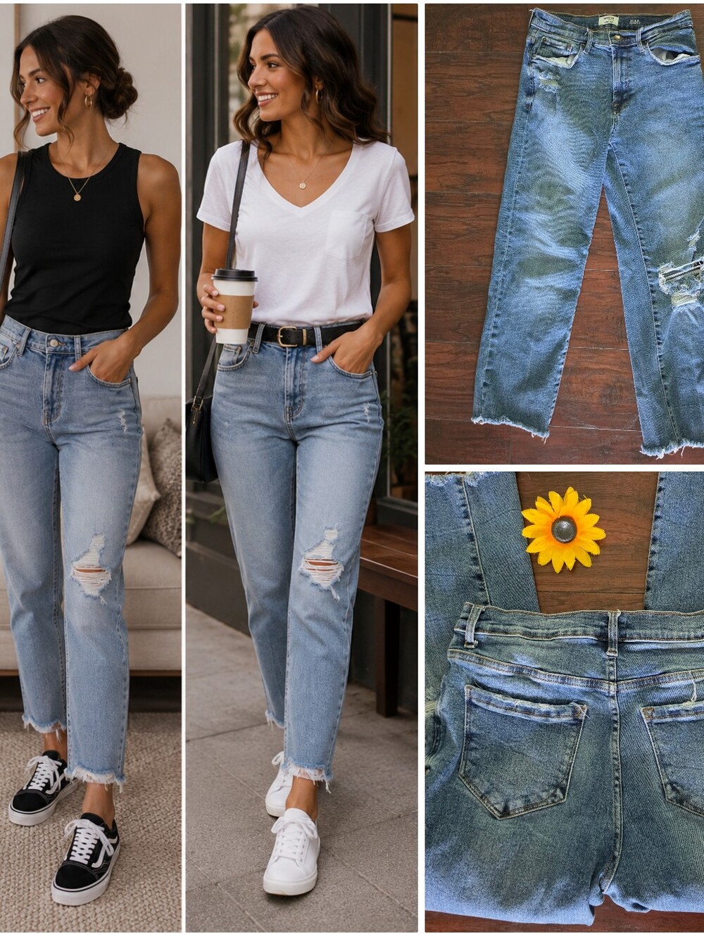 Kensie The Allie High-Rise Distressed Straight Leg Women’s Jeans - Light Blue
